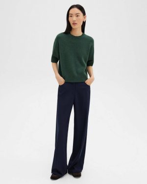 Dark Navy Pants Theory Straight-Leg 5-Pocket Pant In Stretch Flannel Women - 1