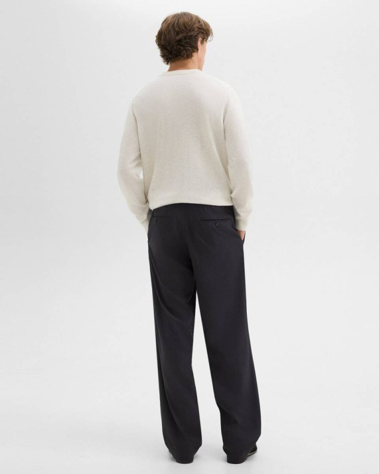Dark Navy Theory Wide-Leg Drawstring Pant In Stretch Flannel Pants Men - 3