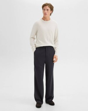 Dark Navy Theory Wide-Leg Drawstring Pant In Stretch Flannel Pants Men - 1