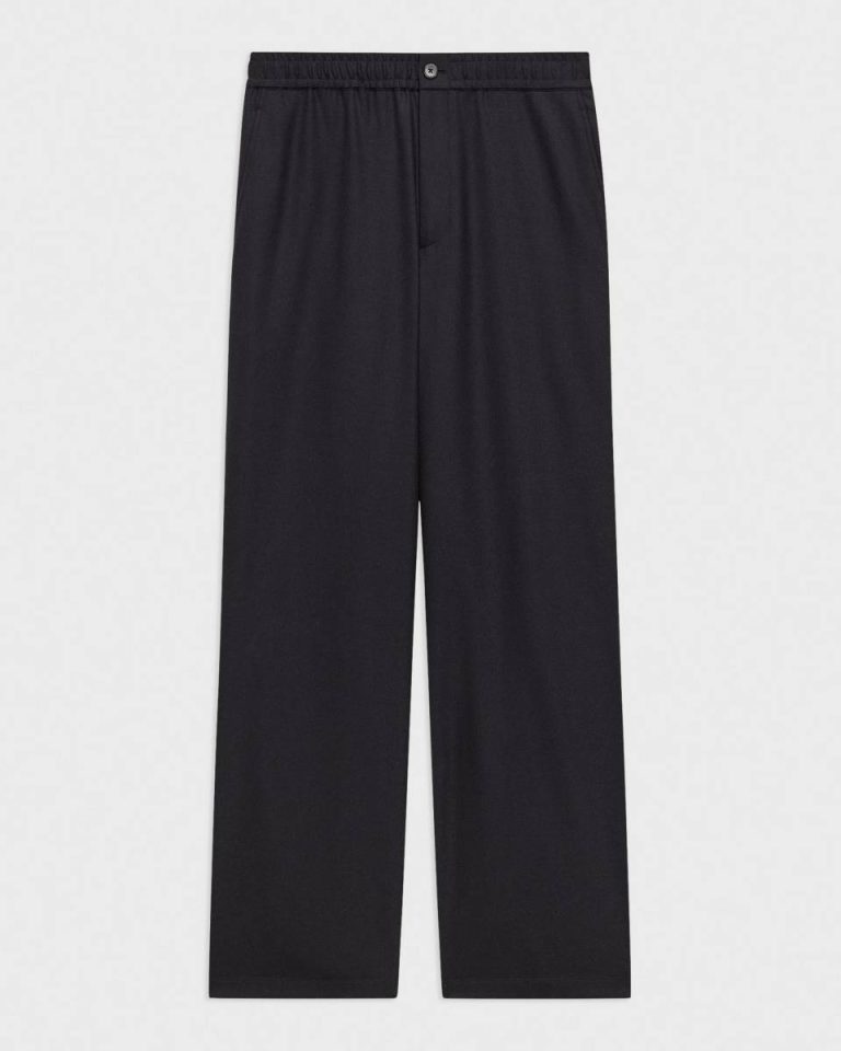 Dark Navy Theory Wide-Leg Drawstring Pant In Stretch Flannel Pants Men - 5