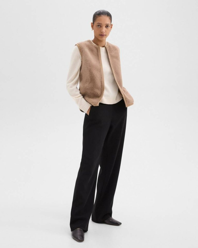 Dark Palomino Reversible Vest In Shearling Theory Outerwear Women - 4