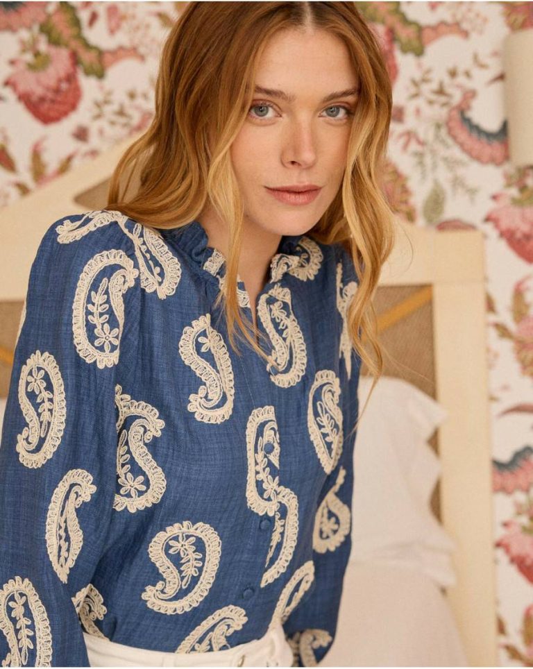 Denim Polín Et Moi Women Helia Paisley Embroidered Shirt Blouses And Shirts - 3
