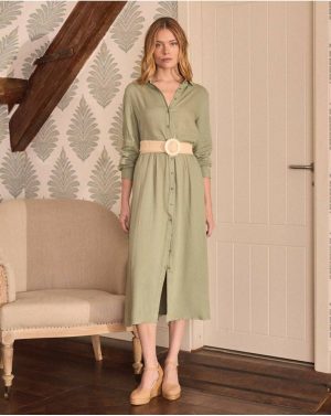 Devon Shirt Dress Polín Et Moi Eucalyptus Dresses And Jumpsuits Women - 1