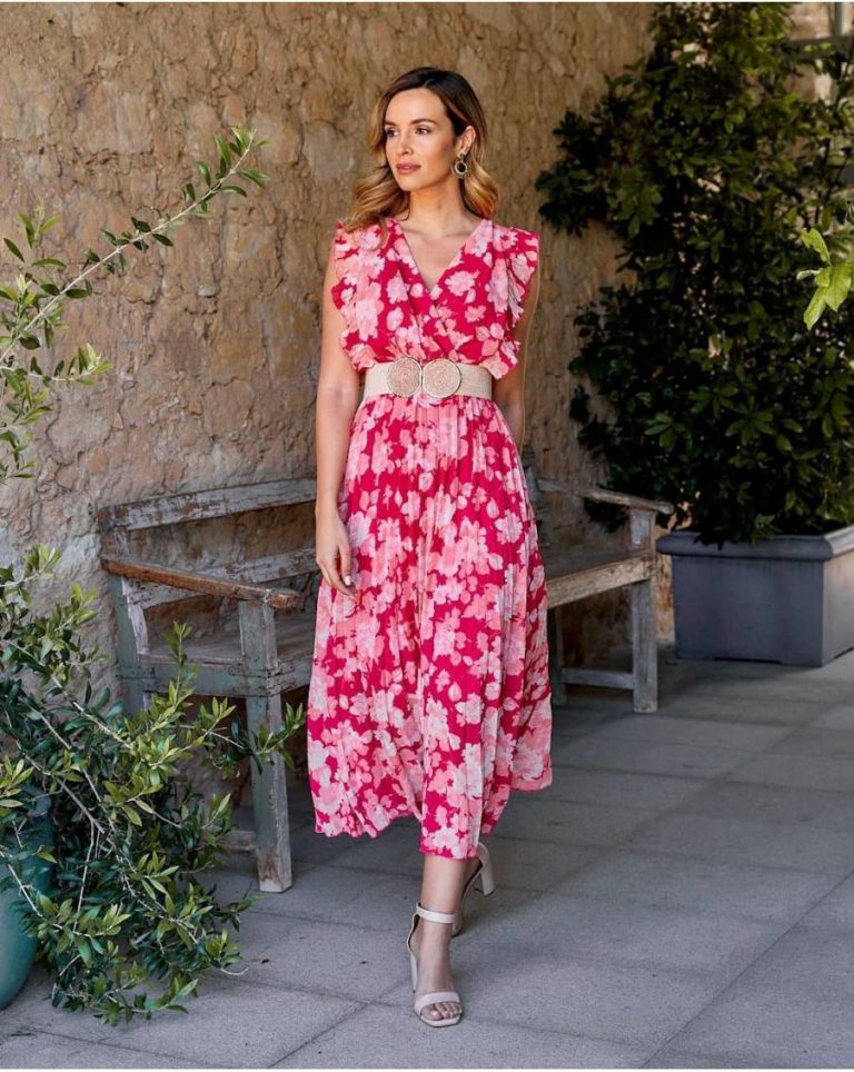 Dresses Polín Et Moi Women Hanna Ruffle Dress Raspberry - 3