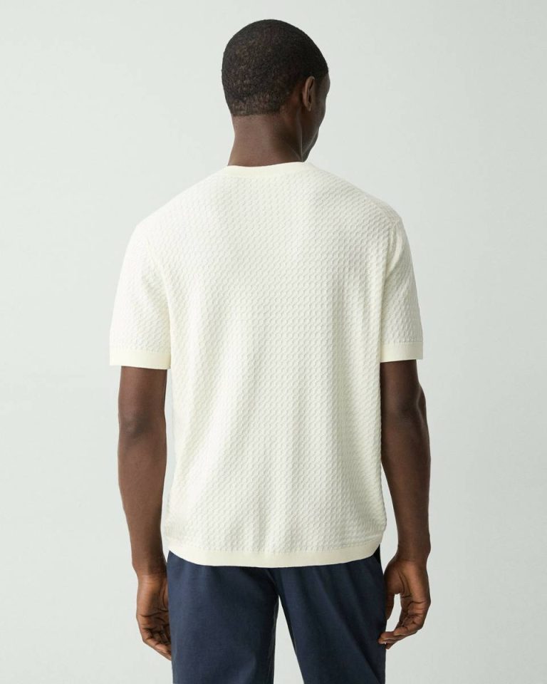 Eggshell Sweaters + Cardigans Damian Short-Sleeve Tee In Cotton Theory Men - 3
