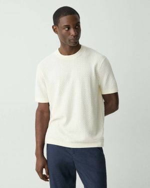 Eggshell Sweaters + Cardigans Damian Short-Sleeve Tee In Cotton Theory Men - 1