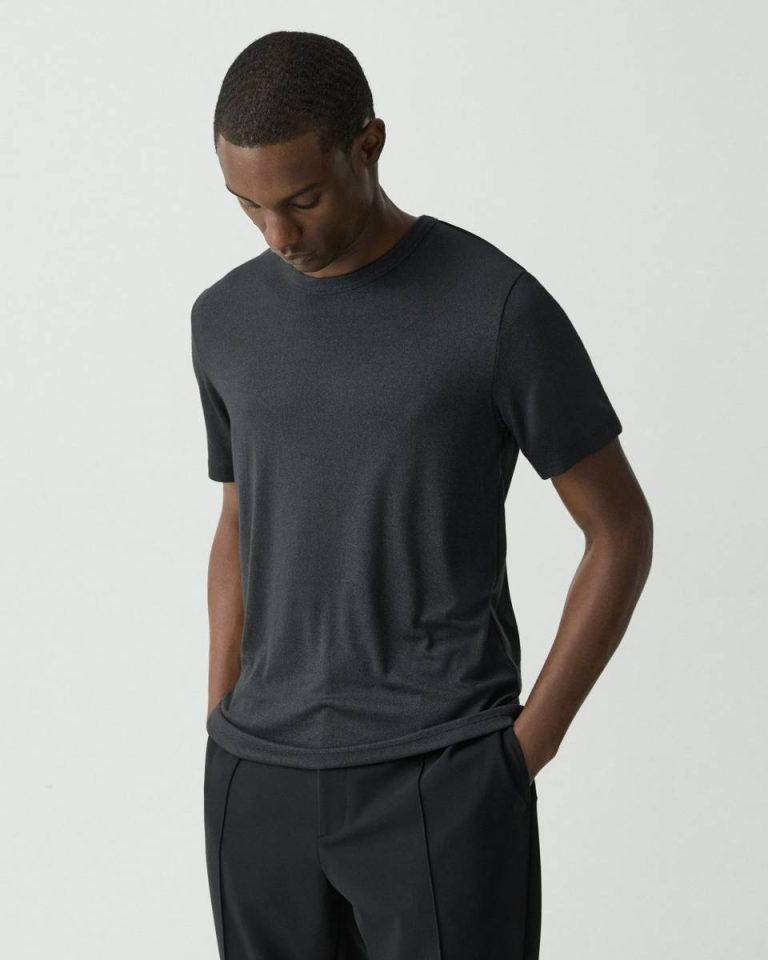 Essential Tee In Anemone Modal Jersey Theory T-Shirts + Polos Black Multi Men - 2