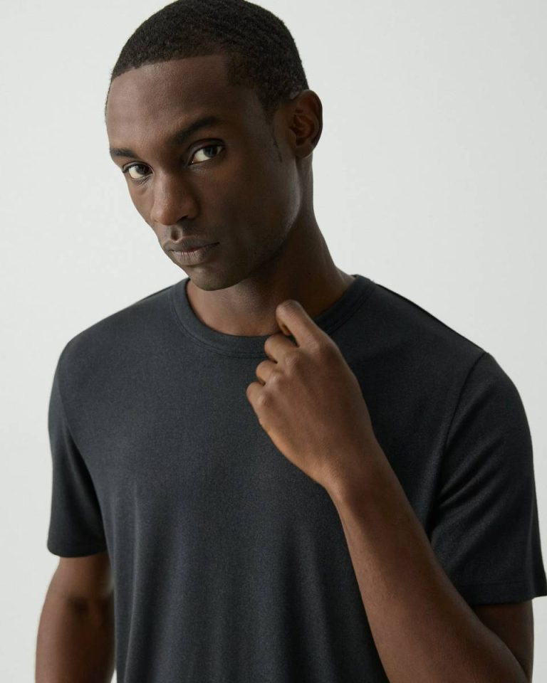 Essential Tee In Anemone Modal Jersey Theory T-Shirts + Polos Black Multi Men - 4