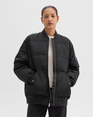 Flight Puffer Jacket In Recycled Nylon Theory Women Black Outerwear - 1