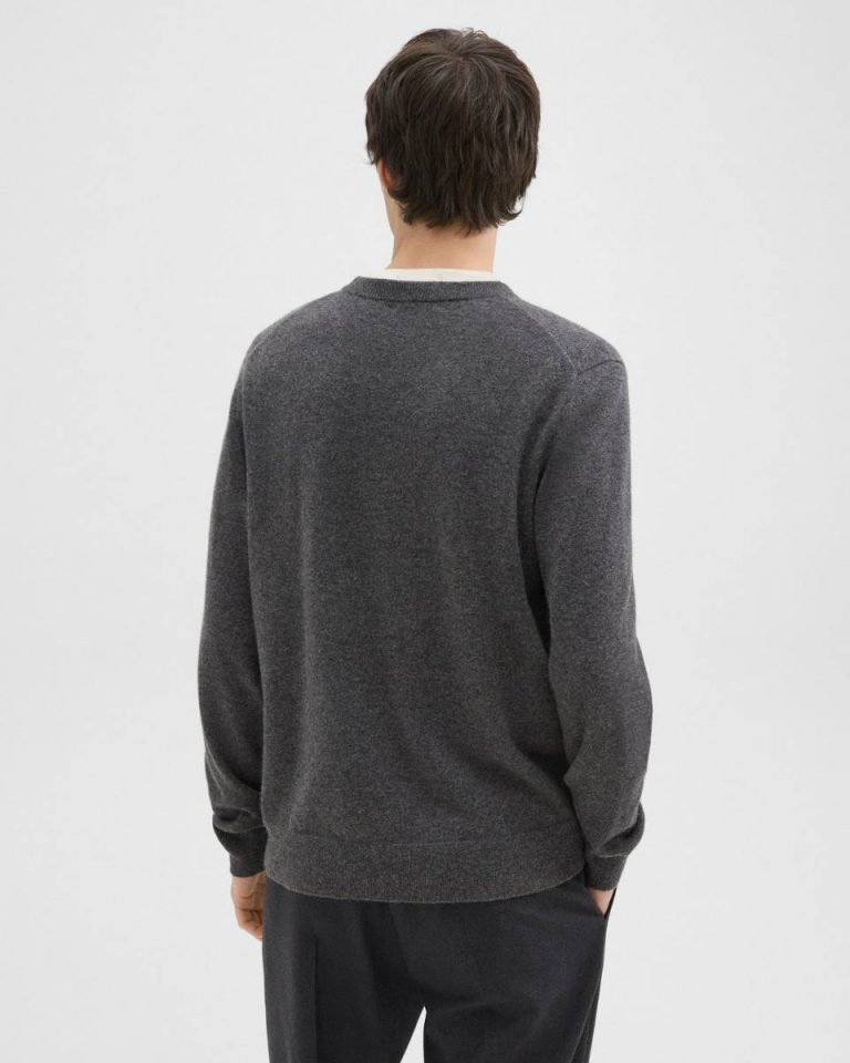 Grey Heather Men Sweaters + Cardigans Theory Hilles Crewneck Sweater In Cashmere - 3