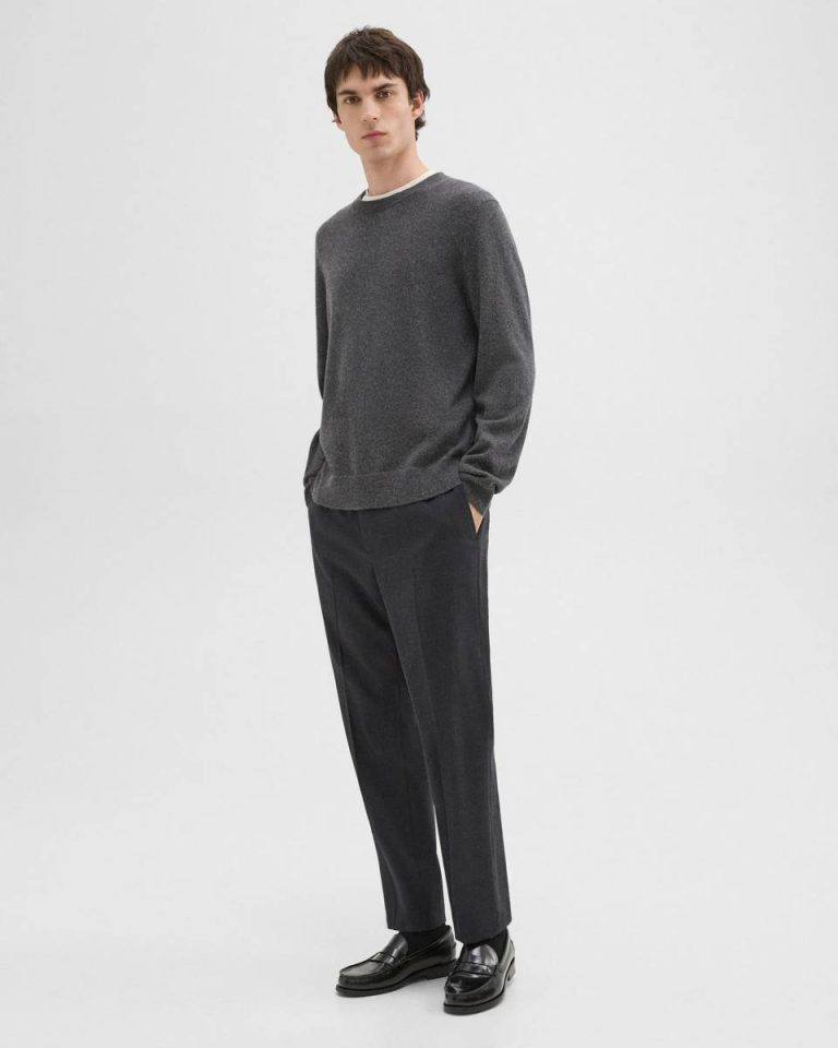 Grey Heather Men Sweaters + Cardigans Theory Hilles Crewneck Sweater In Cashmere - 5