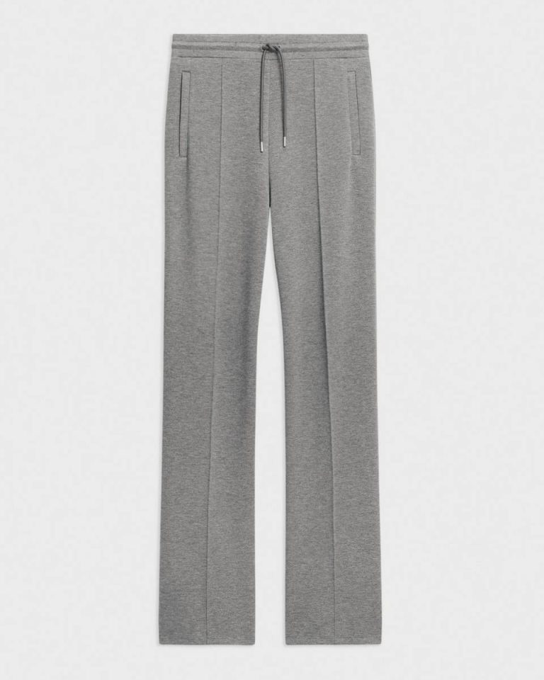 Grey Mel/Oat Mel Pants Women Theory Track Pant In Double-Knit Jersey - 5