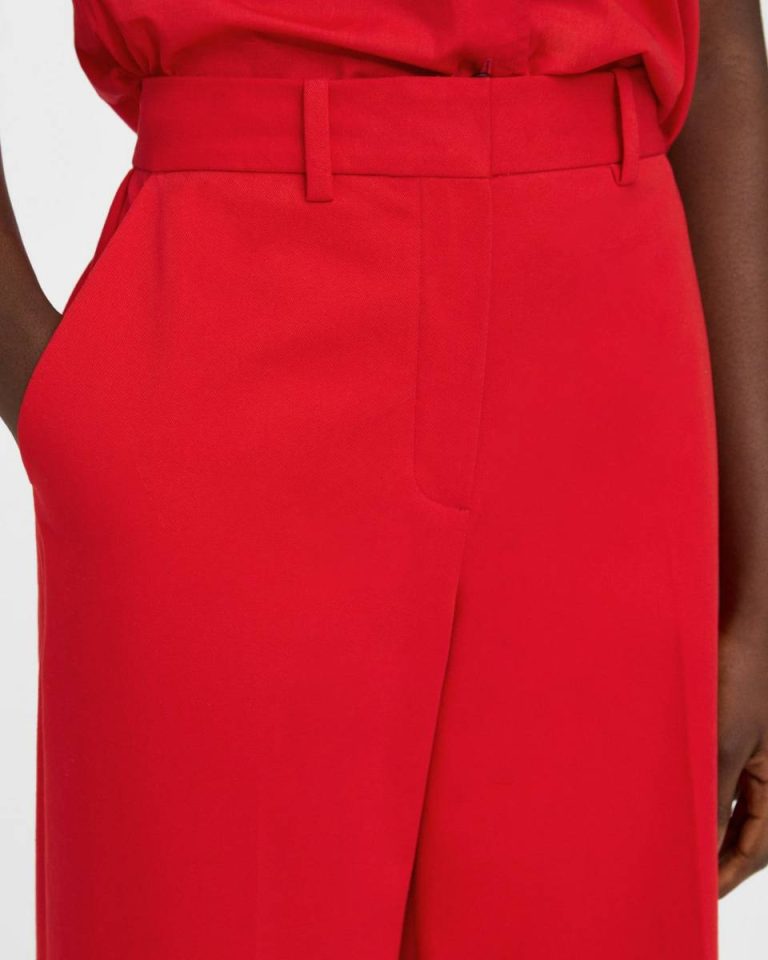 High-Waist Wide-Leg Pant In Stretch Cotton Twill Women Pants Theory Grenadine - 3