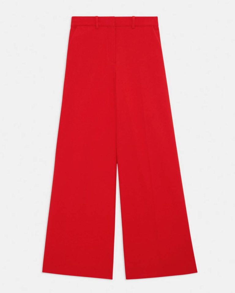 High-Waist Wide-Leg Pant In Stretch Cotton Twill Women Pants Theory Grenadine - 5
