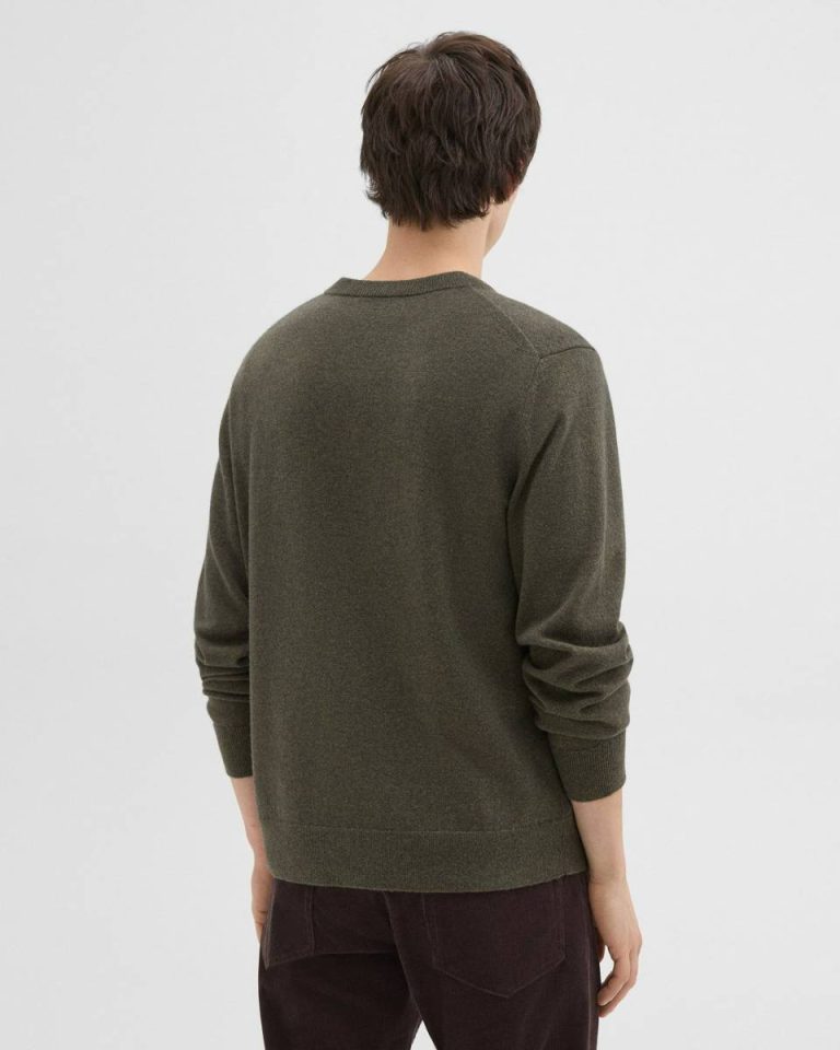Hilles Crewneck Sweater In Cashmere Hunter Green Melange Theory Men Sweaters + Cardigans - 3