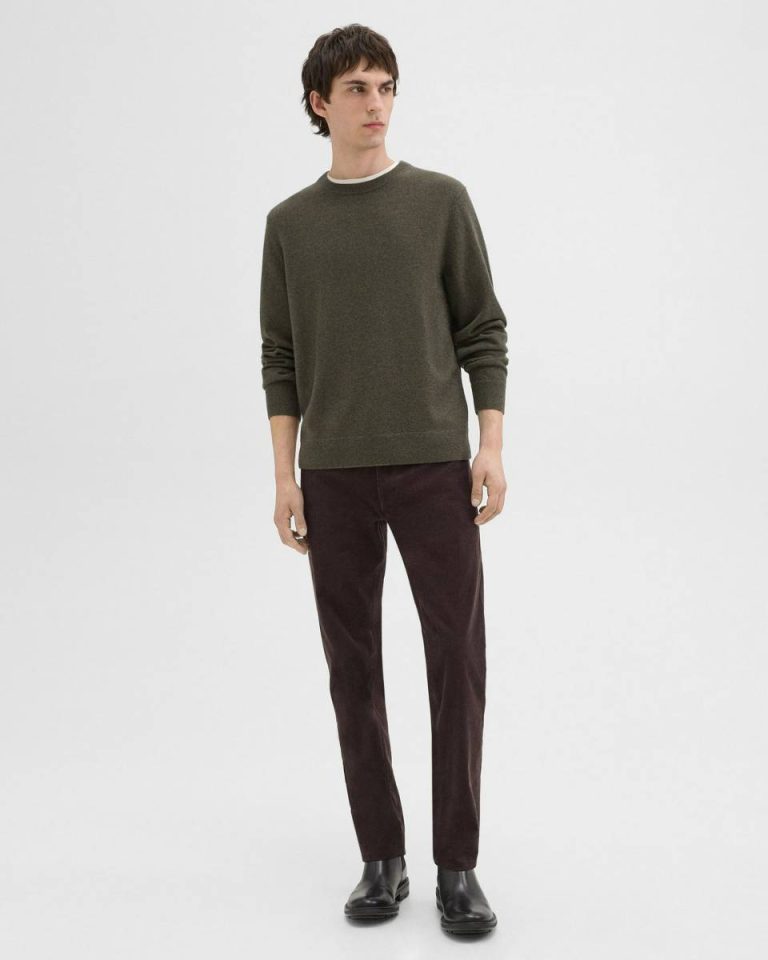Hilles Crewneck Sweater In Cashmere Hunter Green Melange Theory Men Sweaters + Cardigans - 5