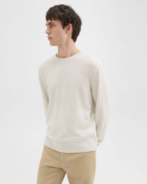 Hilles Crewneck Sweater In Cashmere Natural Melange Men Sweaters + Cardigans Theory - 1