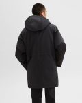 Hooded Parka In Wool-Blend Twill Men Charcoal Outerwear Theory - 3