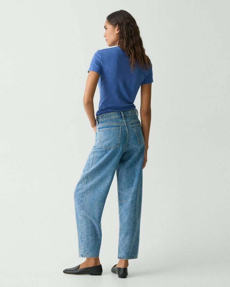 Ice Blue Pants Theory Women Cropped Barrel Pant In Relaxed Denim - 3