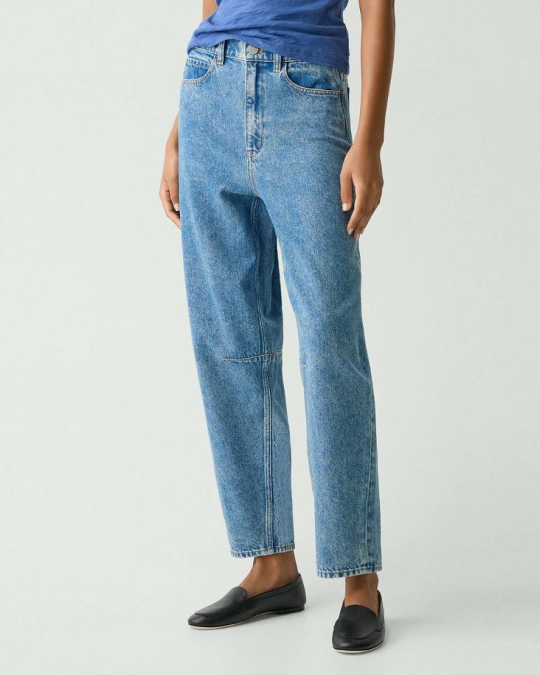 Ice Blue Pants Theory Women Cropped Barrel Pant In Relaxed Denim - 4