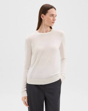 Ivory Crewneck Sweater In Feather Cashmere Sweaters + Cardigans Women Theory - 1