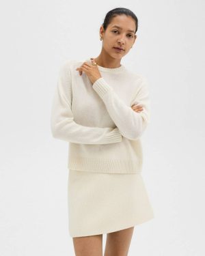 Ivory Cropped Sweater In Cashmere Women Sweaters + Cardigans Theory - 1