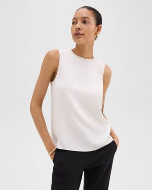 Ivory Shell Top In Silk Georgette Tops Theory Women - 1