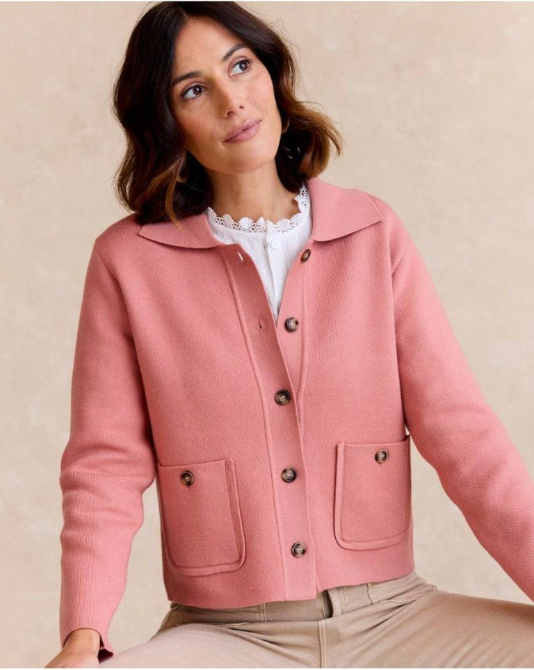 Knitted Women Short Pink Jacket Rose Polín Et Moi - 3