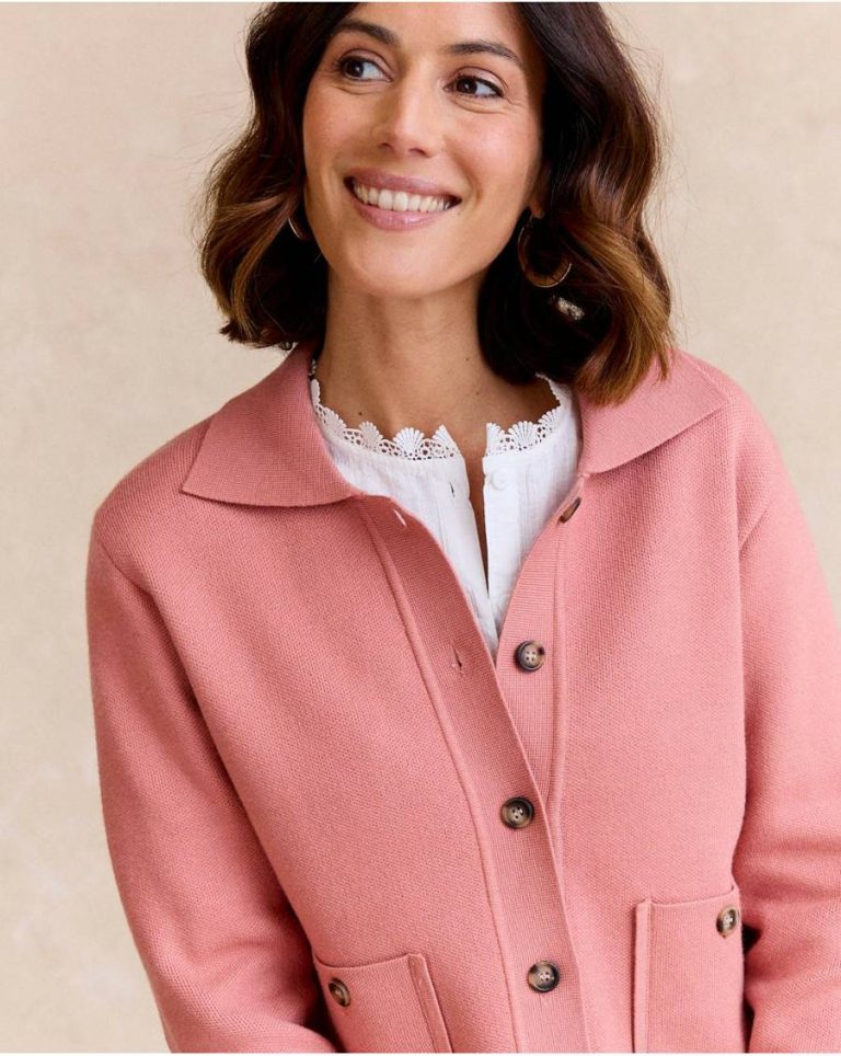 Knitted Women Short Pink Jacket Rose Polín Et Moi - 4