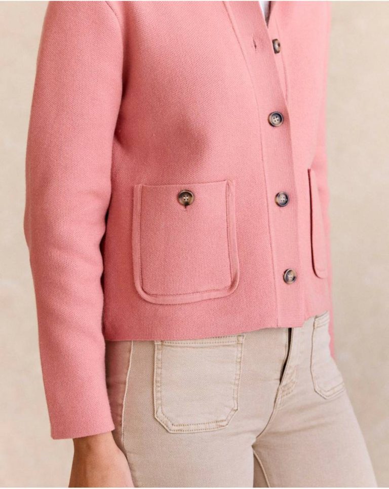 Knitted Women Short Pink Jacket Rose Polín Et Moi - 5