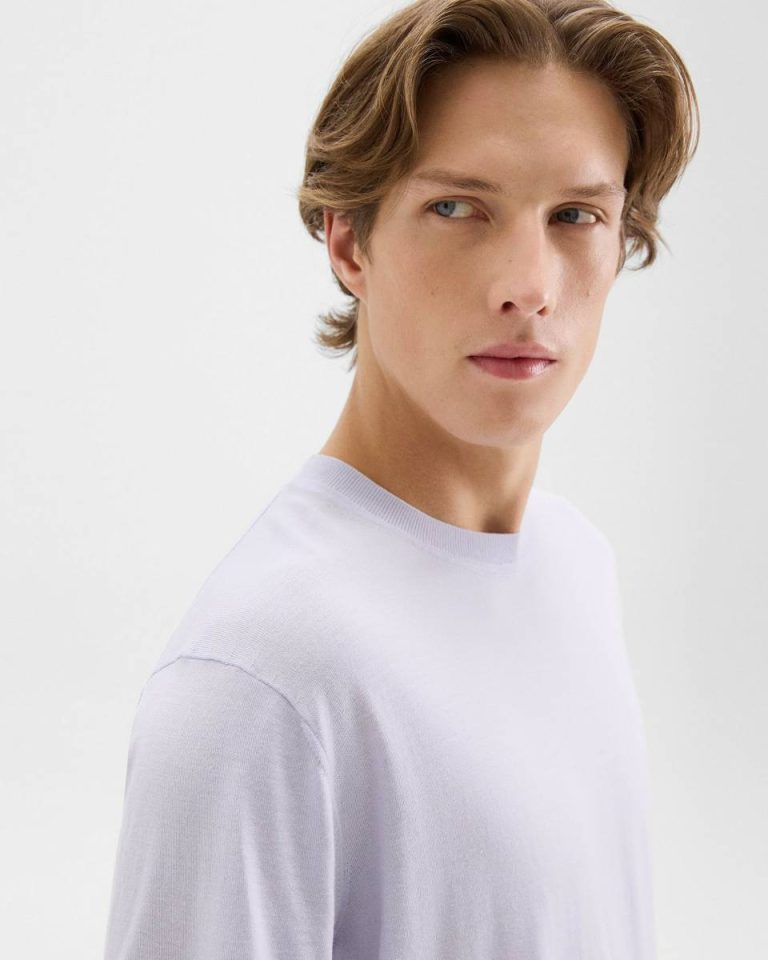 Loungewear Relaxed Tee In Regal Wool Theory Men New Ice - 4