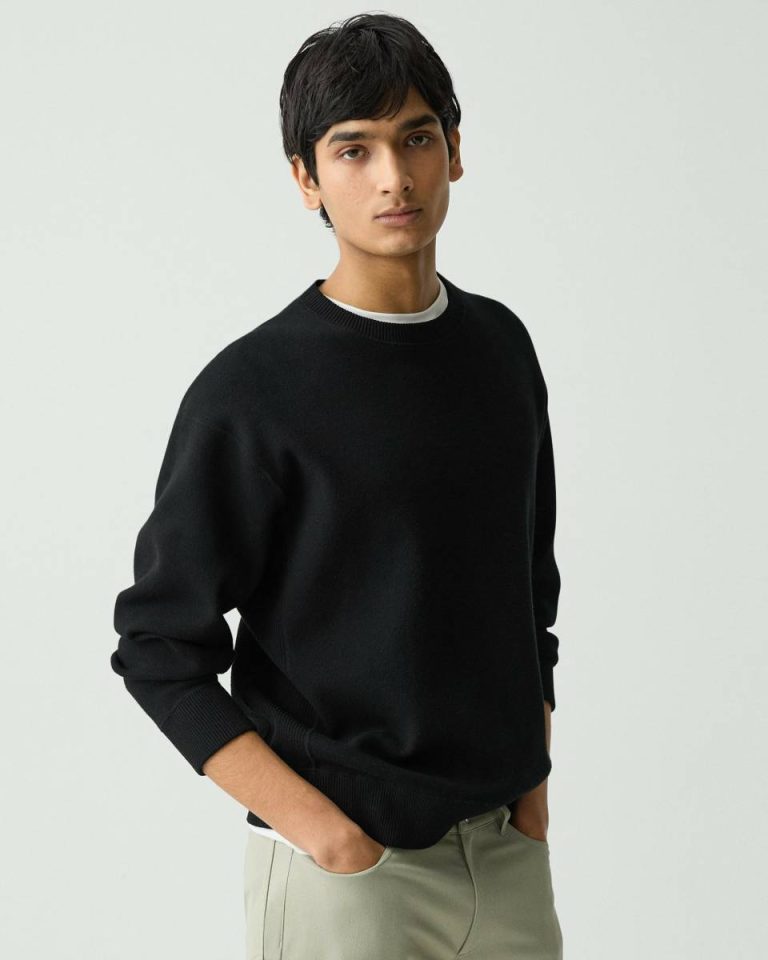 Loungewear Theory Relaxed Crewneck Sweatshirt In Light Bilen Men Black - 2