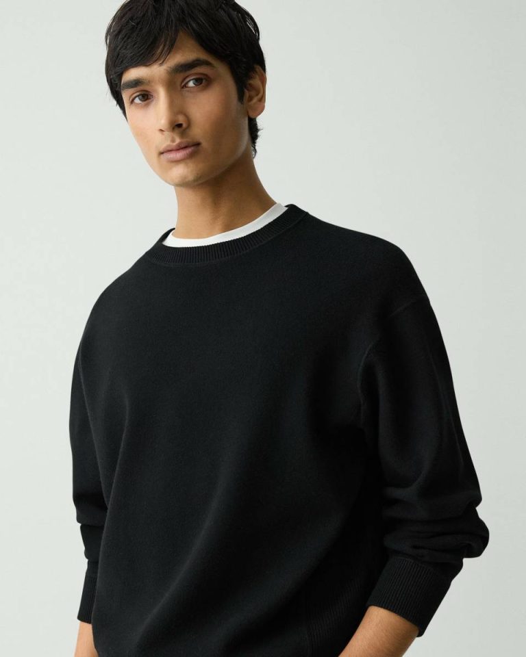 Loungewear Theory Relaxed Crewneck Sweatshirt In Light Bilen Men Black - 4