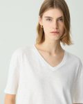 Loungewear White Relaxed V-Neck Tee In Slub Cotton Women Theory - 4