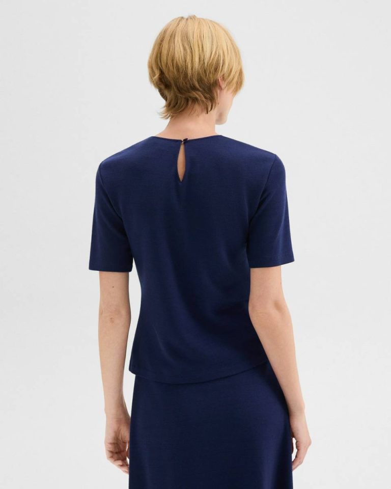 Marina Blue Women Theory Twisted Sleeveless Top In Viscose-Wool Sweaters + Cardigans - 3