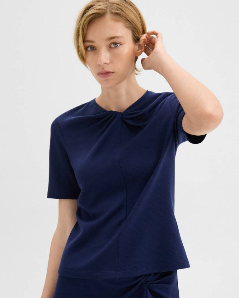 Marina Blue Women Theory Twisted Sleeveless Top In Viscose-Wool Sweaters + Cardigans - 4