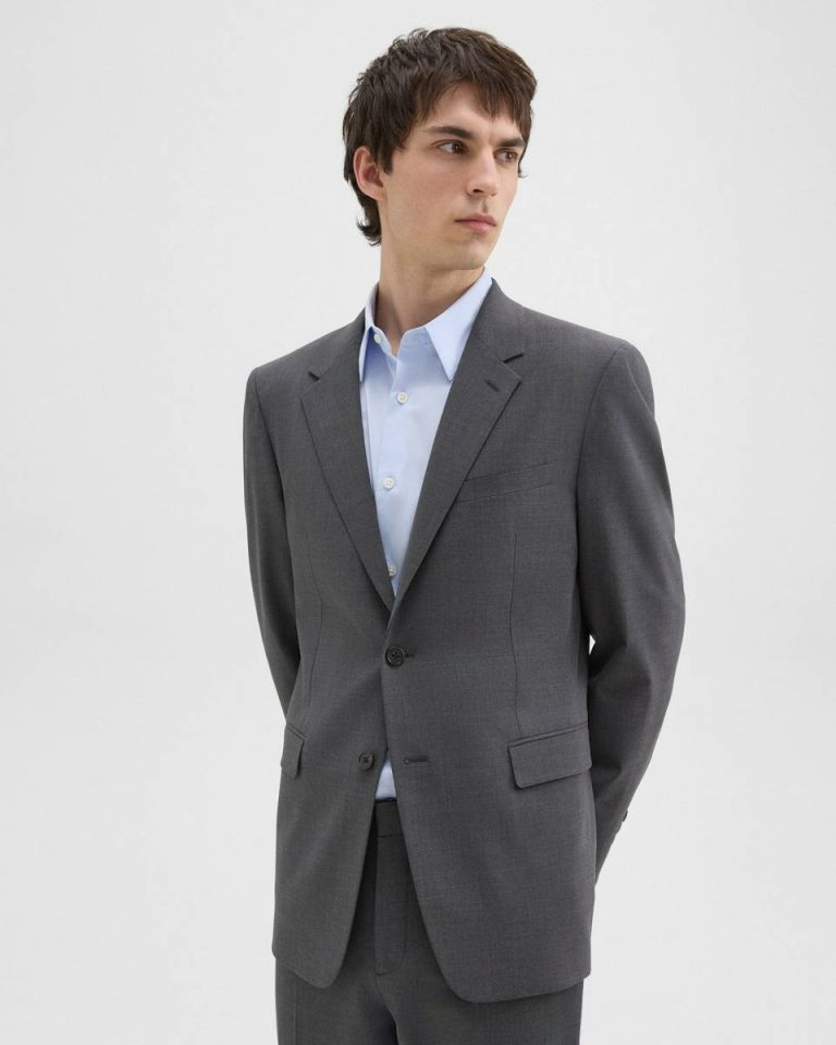 Medium Charcoal Blazers + Jackets Chambers Blazer In Stretch Wool Theory Men - 2