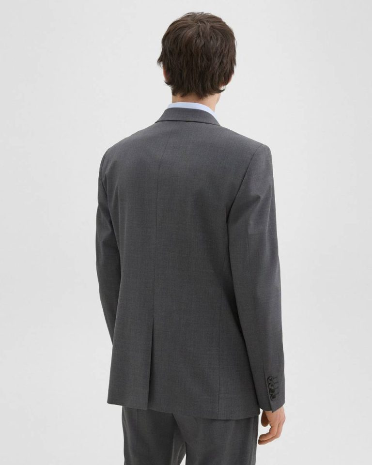 Medium Charcoal Blazers + Jackets Chambers Blazer In Stretch Wool Theory Men - 3