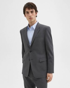 Medium Charcoal Blazers + Jackets Chambers Blazer In Stretch Wool Theory Men - 1