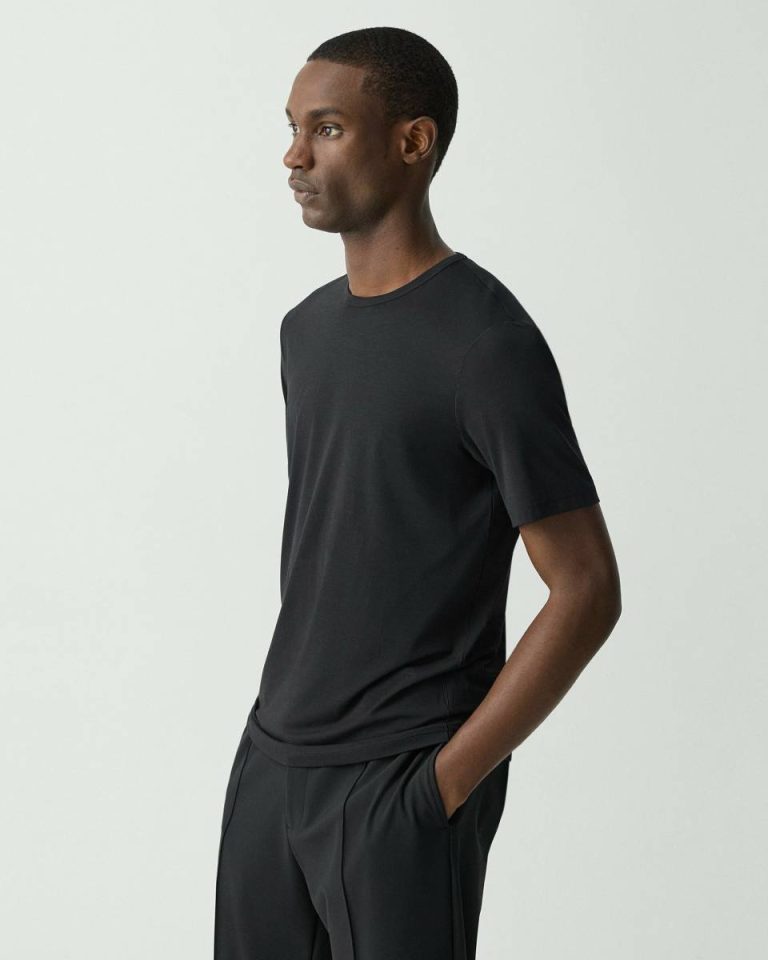 Men Black Crewneck Tee In Perform Jersey Theory T-Shirts + Polos - 2