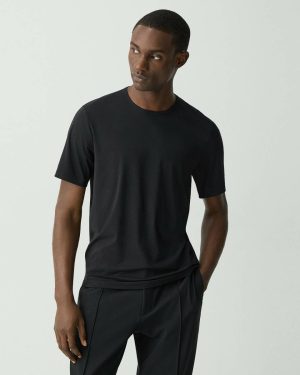 Men Black Crewneck Tee In Perform Jersey Theory T-Shirts + Polos - 1