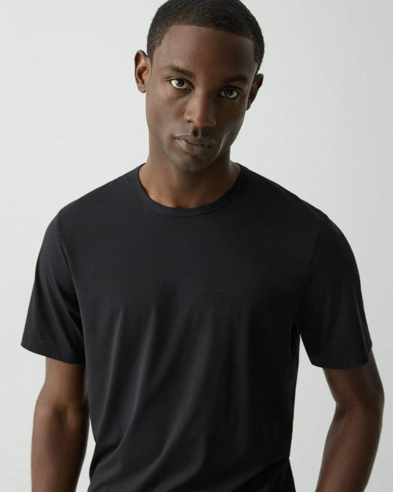Men Black Crewneck Tee In Perform Jersey Theory T-Shirts + Polos - 4