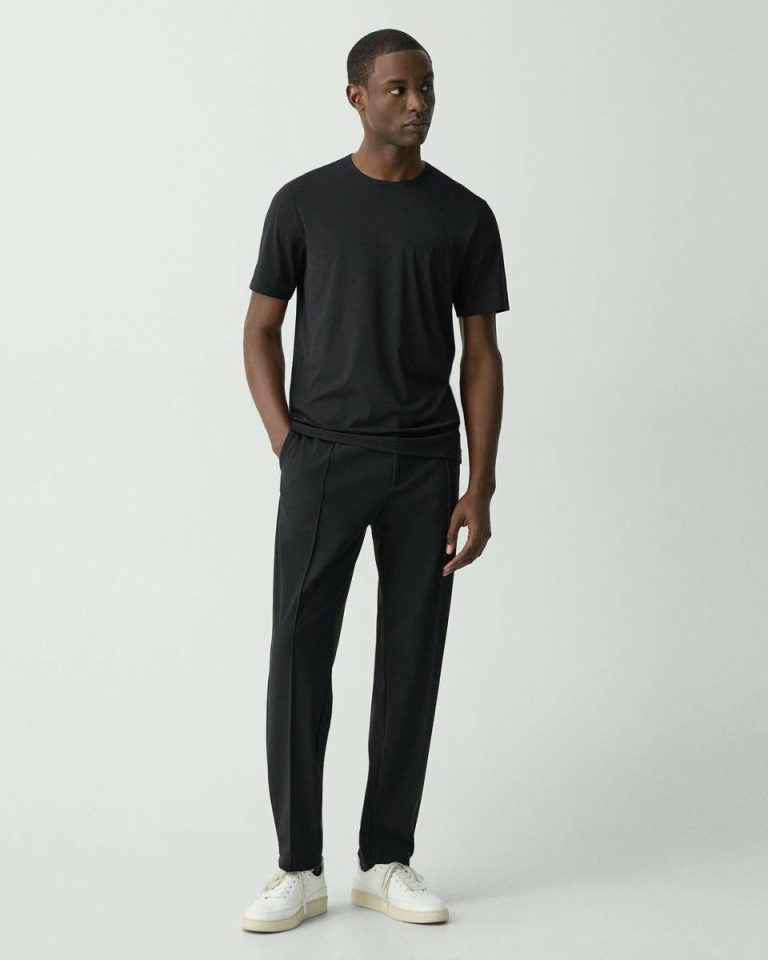 Men Black Crewneck Tee In Perform Jersey Theory T-Shirts + Polos - 5