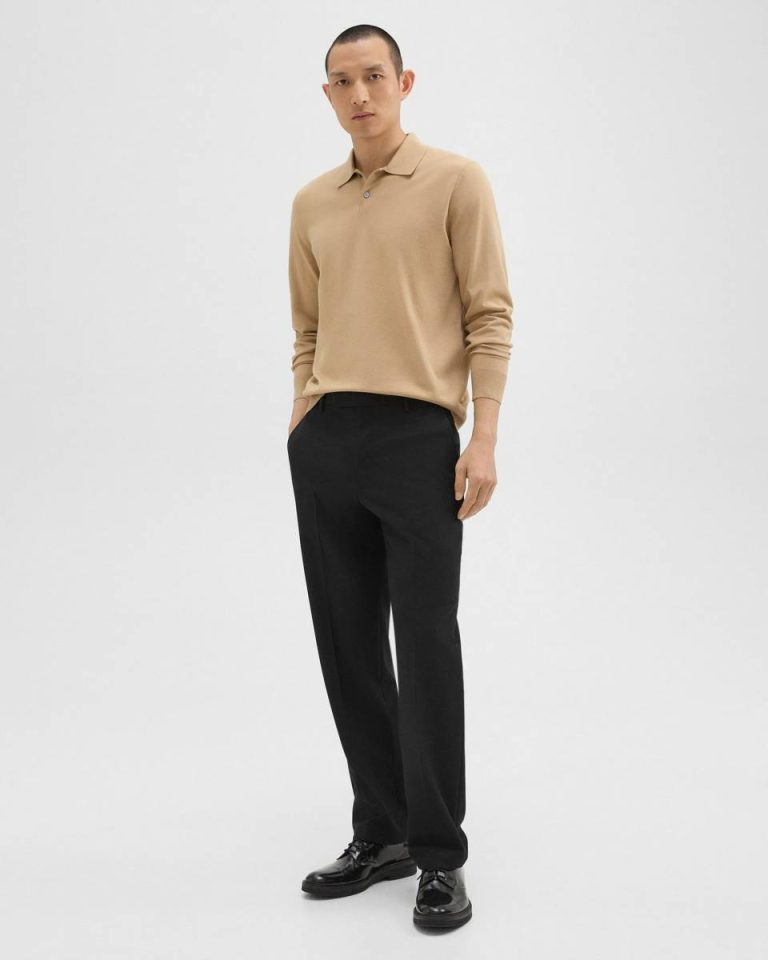 Men Black Pants Theory Straight Pant In Wool-Blend Twill - 2