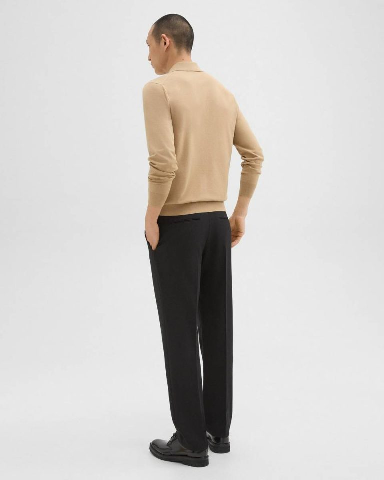 Men Black Pants Theory Straight Pant In Wool-Blend Twill - 3