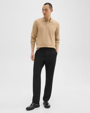 Men Black Pants Theory Straight Pant In Wool-Blend Twill - 1