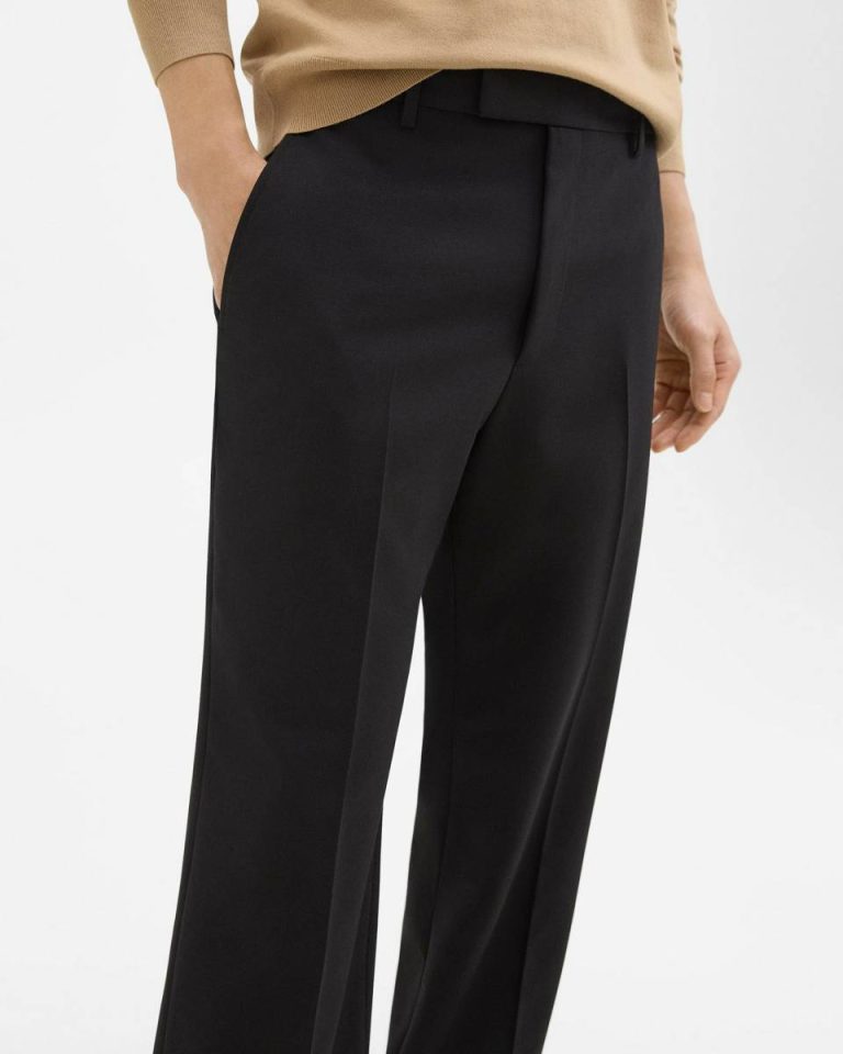 Men Black Pants Theory Straight Pant In Wool-Blend Twill - 4
