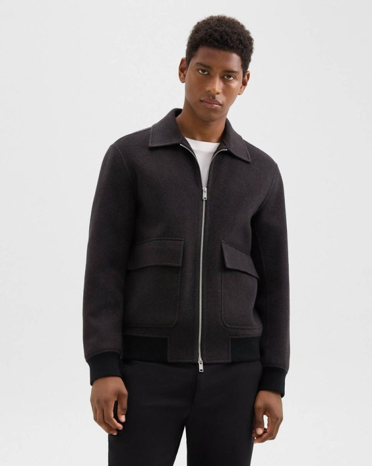Men Hickory Melange Theory Sean Jacket In Double-Face Wool-Cashmere Outerwear - 2
