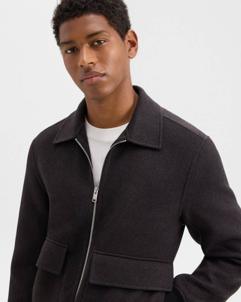 Men Hickory Melange Theory Sean Jacket In Double-Face Wool-Cashmere Outerwear - 4