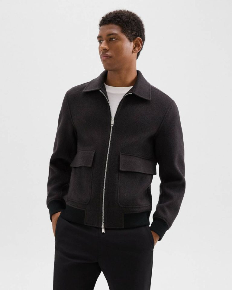 Men Hickory Melange Theory Sean Jacket In Double-Face Wool-Cashmere Outerwear - 1